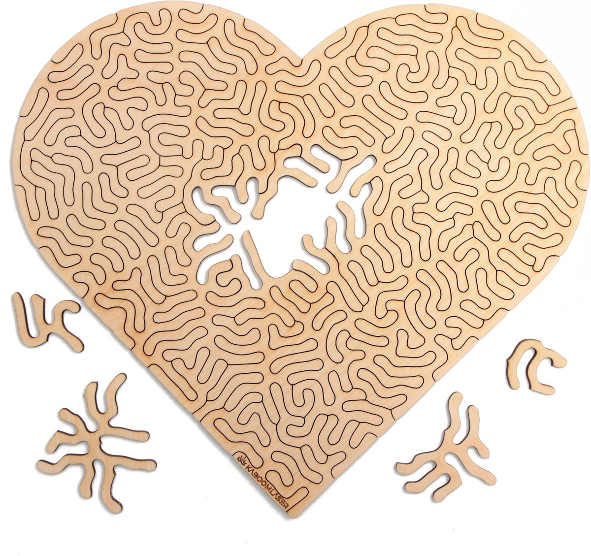 Gebroken Hart | Houten Puzzel | Entropy serie | L - 65 stukjes